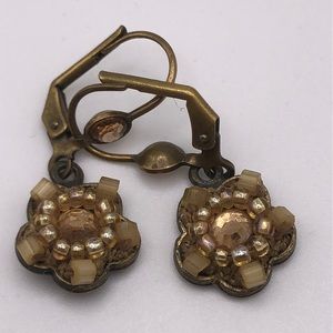 Michal Negrin Elegant Earrings Floral in Pink Champagne Color